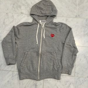 Comme des Garçons women’s Play Heather grey zip up hoodie size Medium